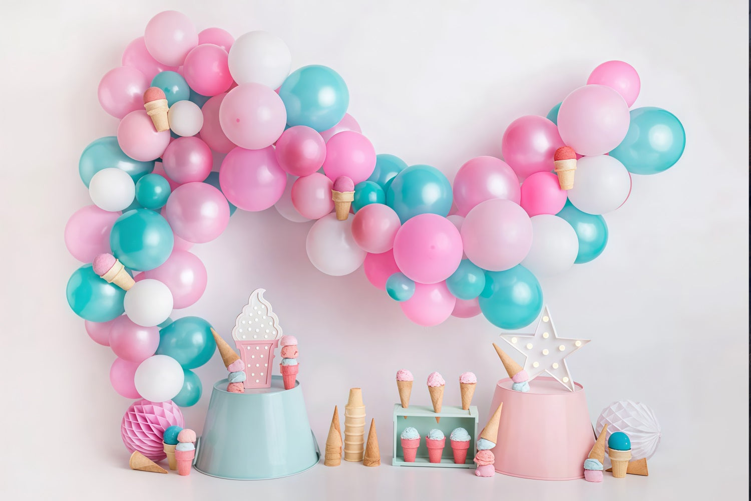 Toile de fond Smash Cake Bonbons Ballons Glace Fête Anniversaire MRR9-42