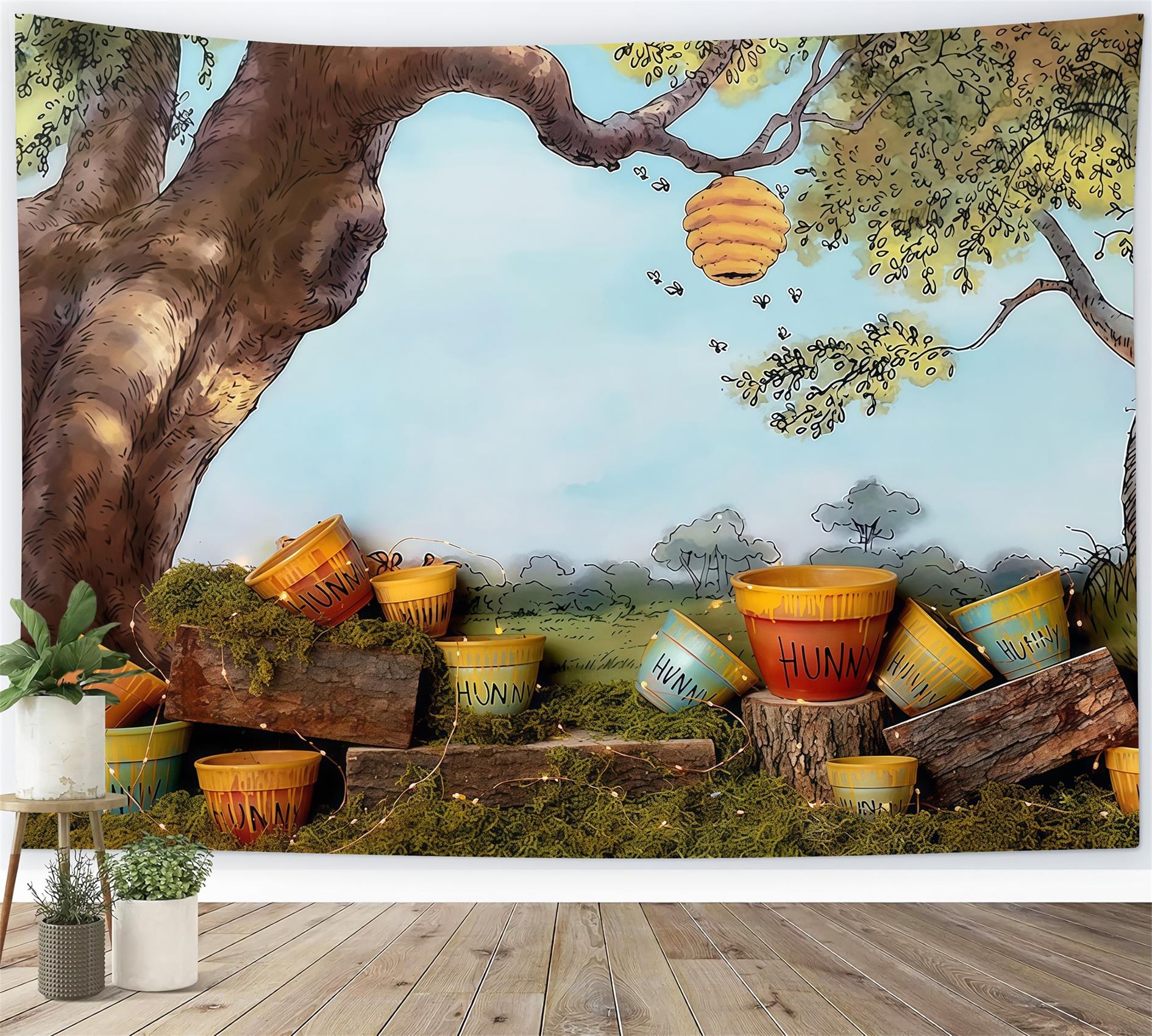 Toile de fond Nouveau-Né Mignon Arbre Miel Seaux Enfants MRR9-50