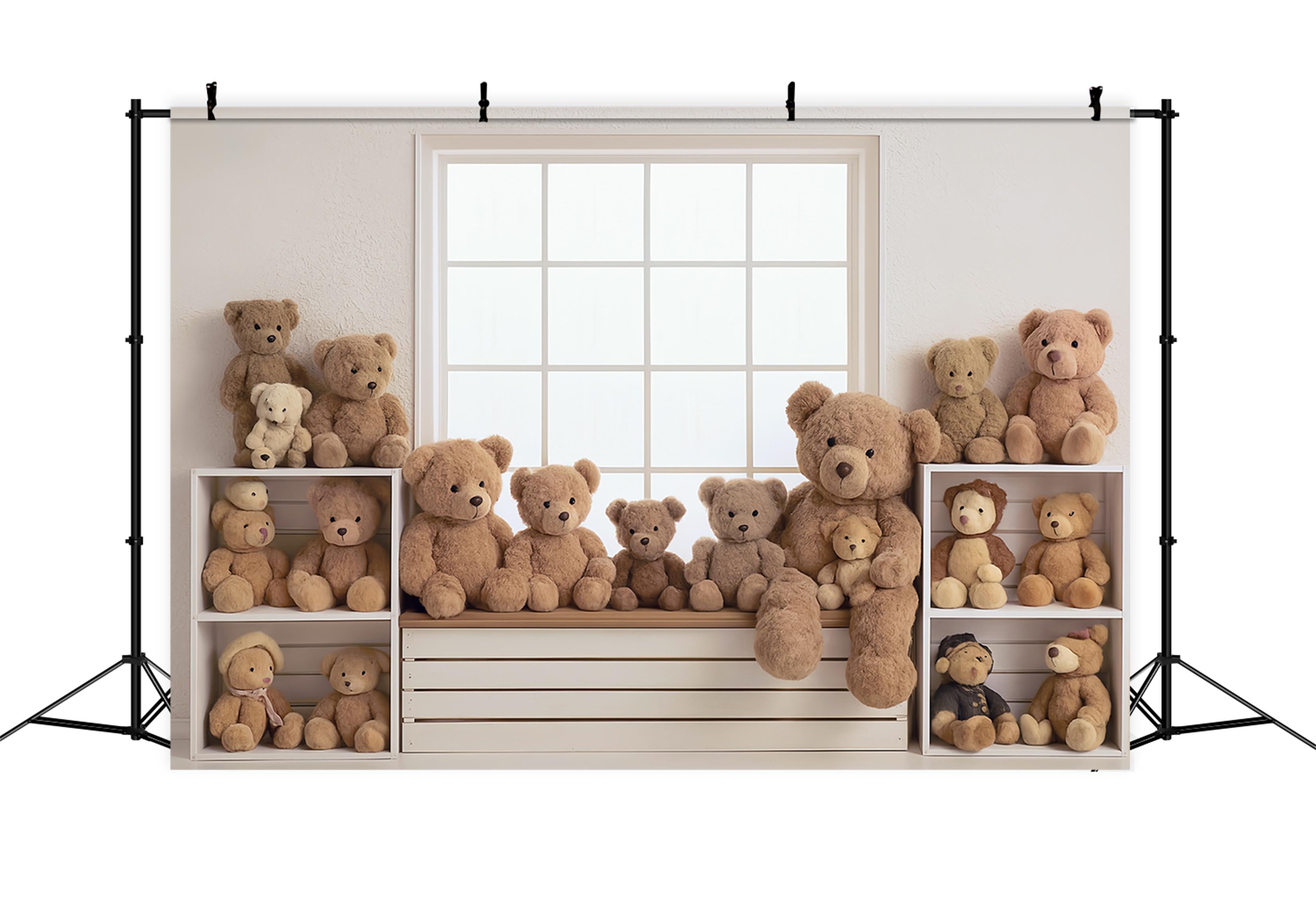 Toile de fond Enfants Banc Fenêtre Oursons Collection Enfants MRR9-55