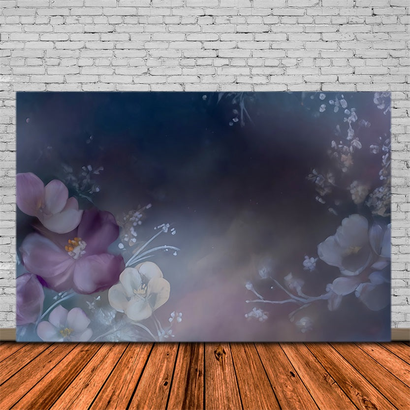 Toile de fond Artistique Fleurs Sombres Rêveuses Aquarelle Beaux-Arts MRR9-56