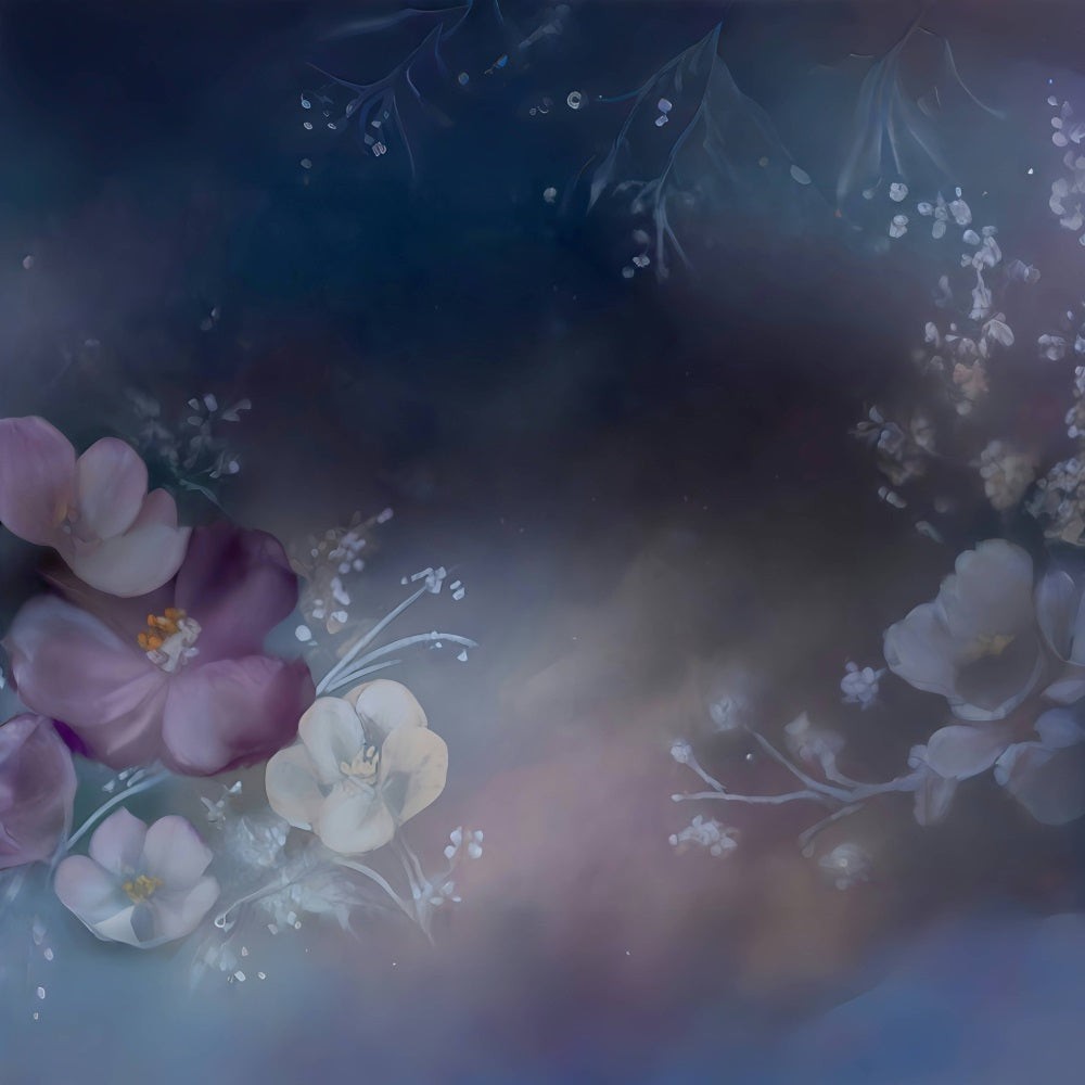 Toile de fond Artistique Fleurs Sombres Rêveuses Aquarelle Beaux-Arts MRR9-56