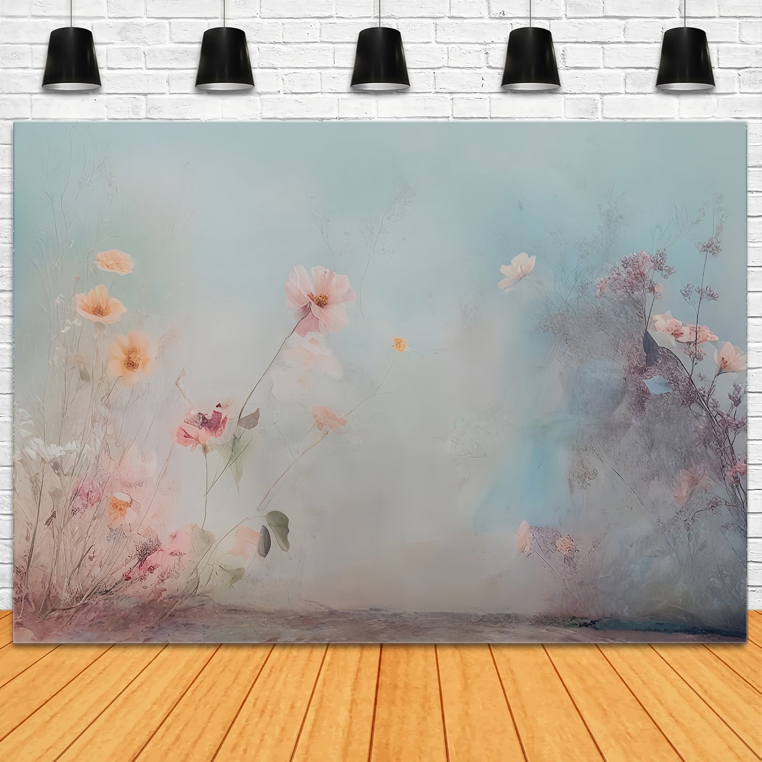 Toile de fond Beaux-Arts Champ Fleuri Pastel Doux Artistique MRR9-71