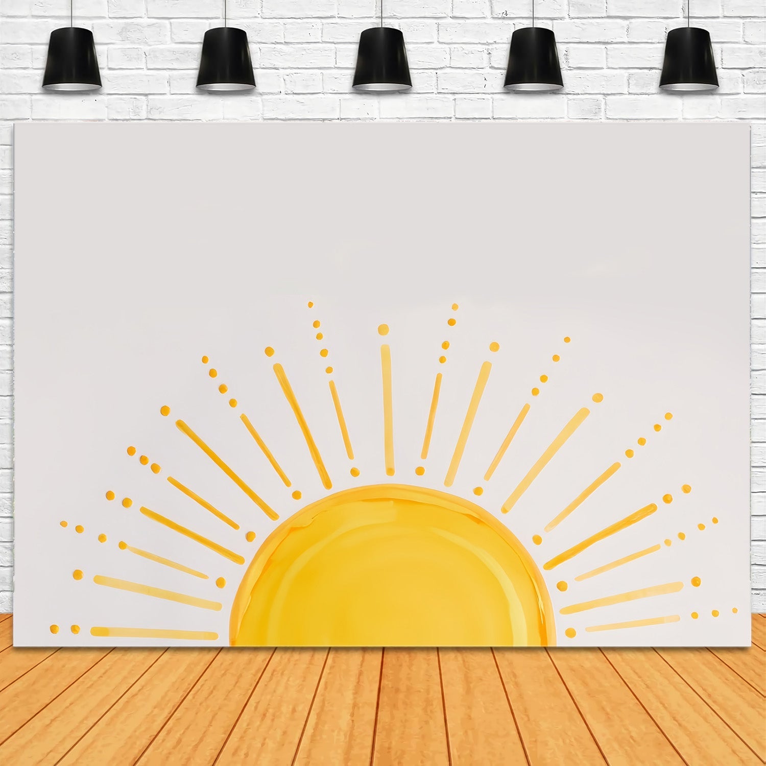 Toile de fond Enfants Minimaliste Soleil Jaune Rayons Enfants Photo MRR9-75