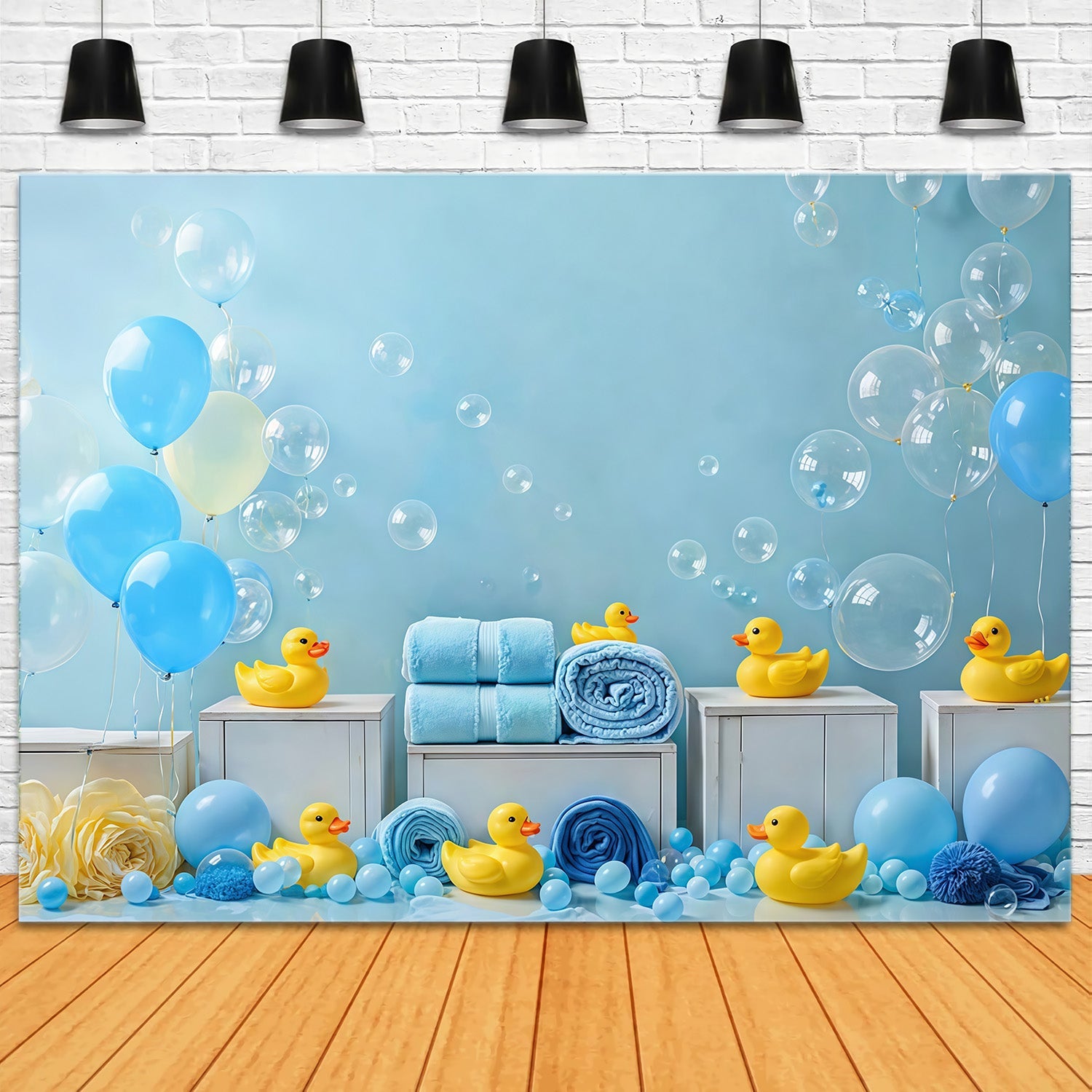 Toile de fond Enfants Ballons Bleus Canard Bulle Nouveau-Né MRR9-83