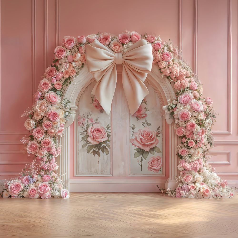 Toile de fond Mur Floral Roses Roses Arche Ruban Vintage MRR9-84
