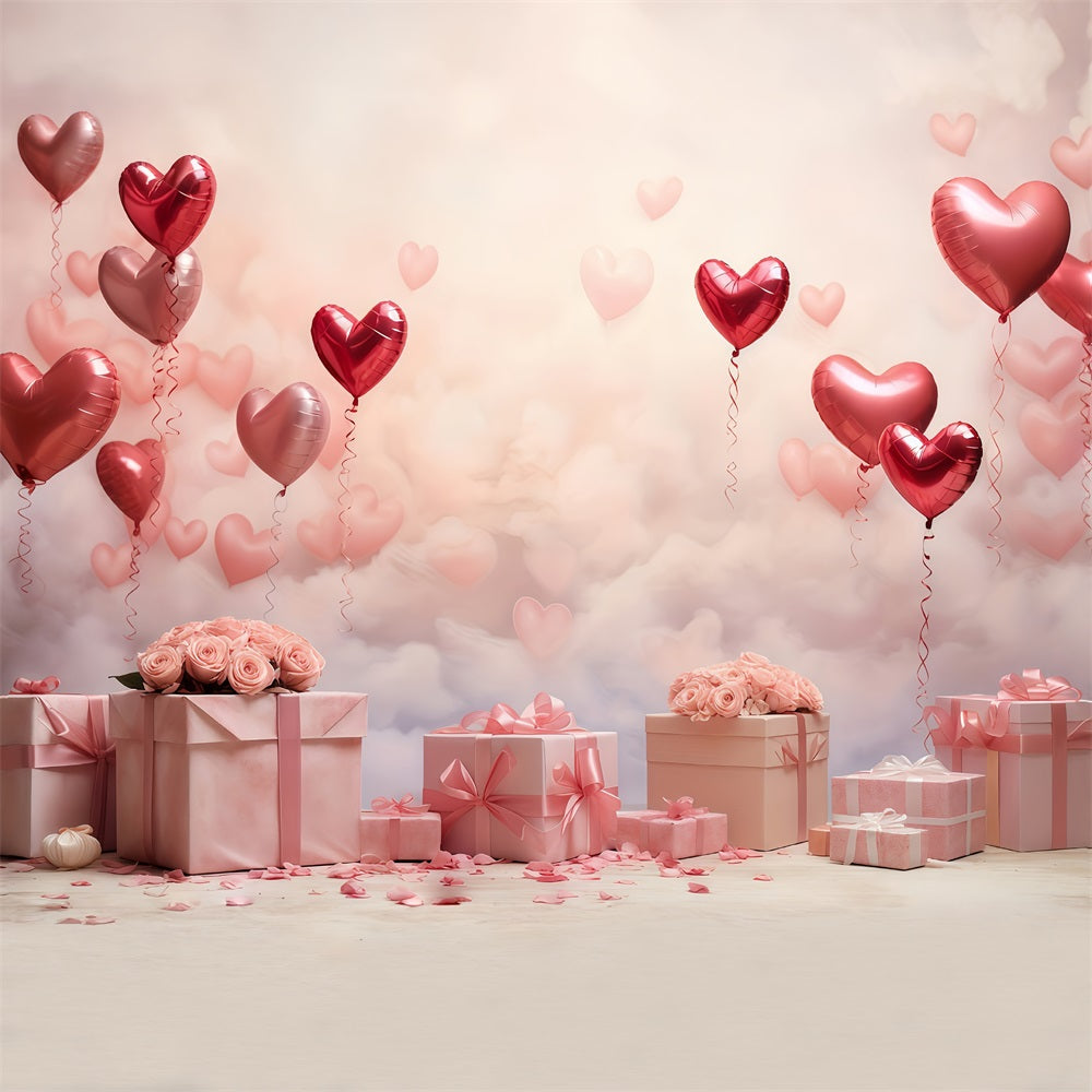 Toile de fond Saint-Valentin Ballons Cœur Romantiques Cadeaux Photographie MRR9-86