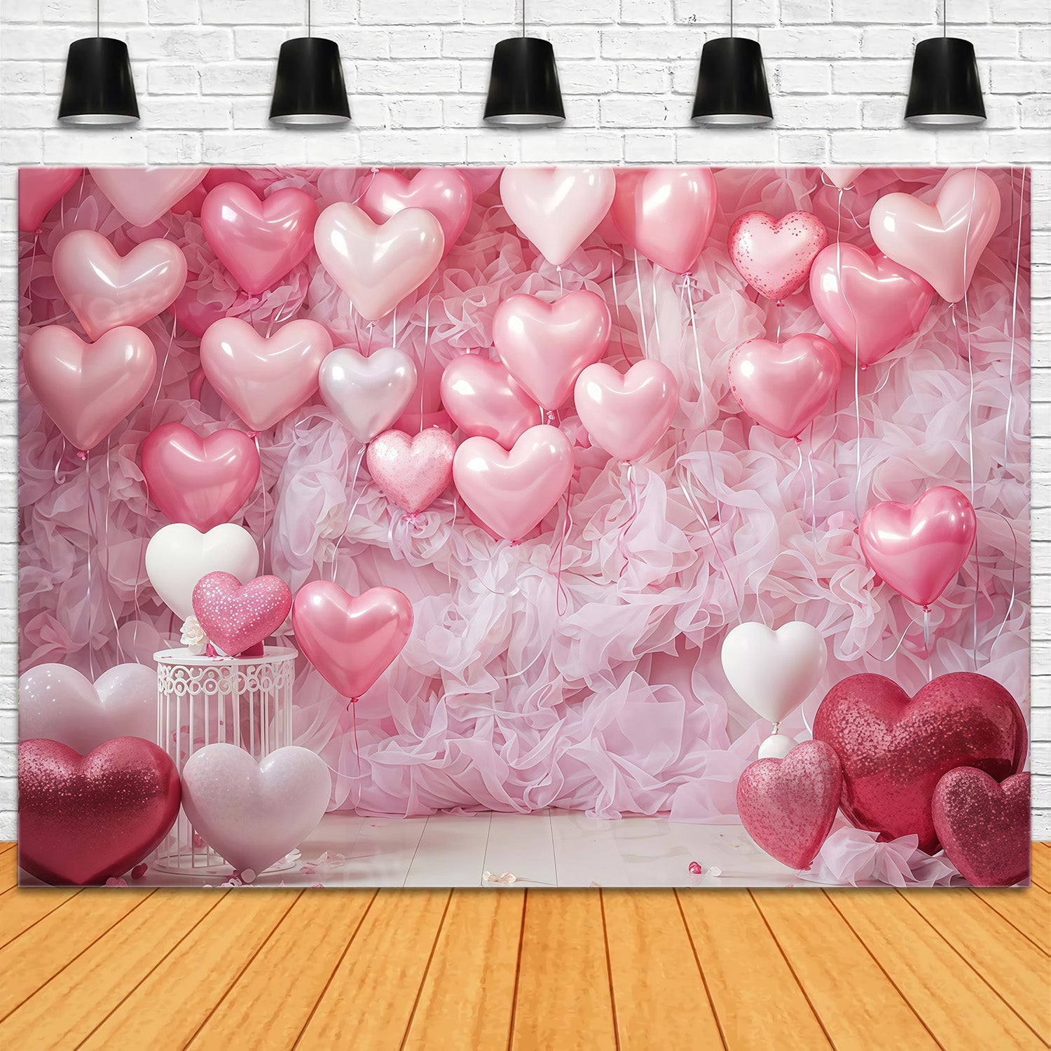 Toile de fond Saint-Valentin Mur Ballons Cœur Roses Saint-Valentin MRR9-88