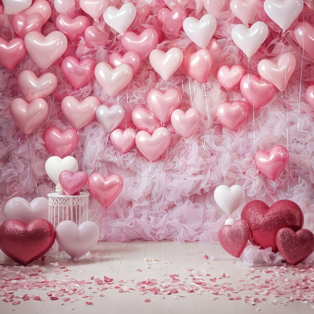 Toile de fond Saint-Valentin Mur Ballons Cœur Roses Saint-Valentin MRR9-88
