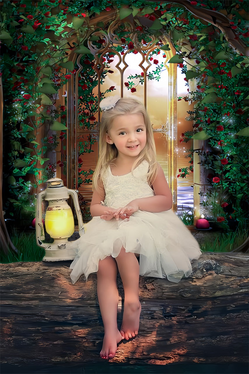 Verdure Rose Entourage Porte Métallique Vintage Toile de fond RR3-01