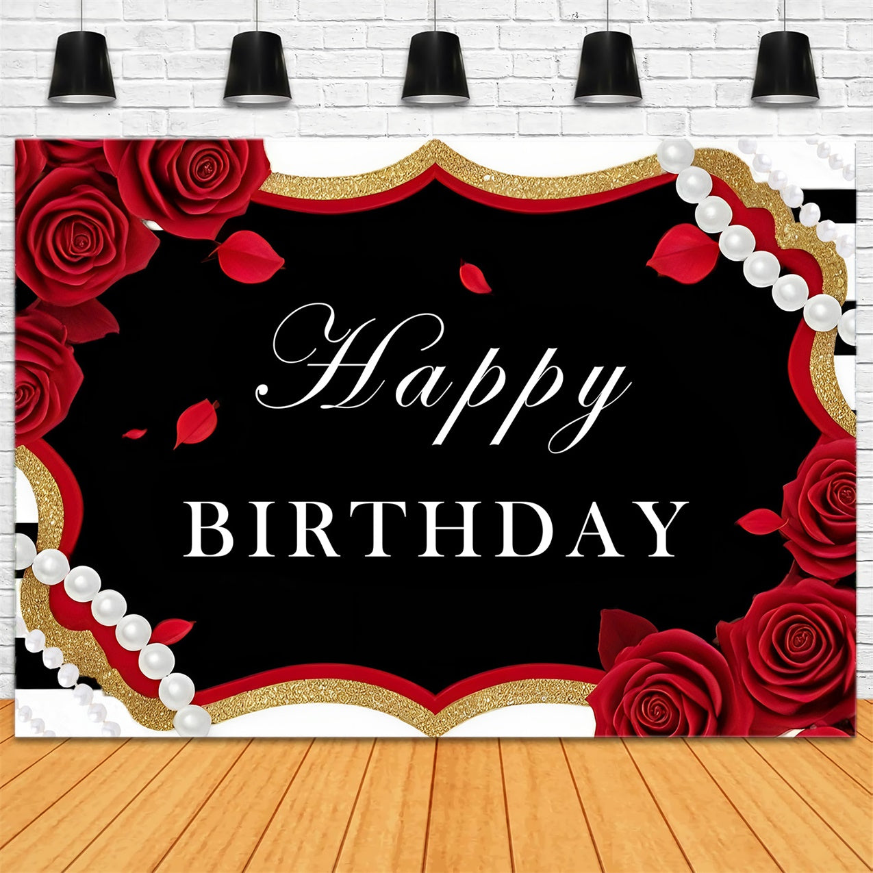 Fond Anniversaire Personnalisé Romantique Perle et Pétales de Roses RR1-1