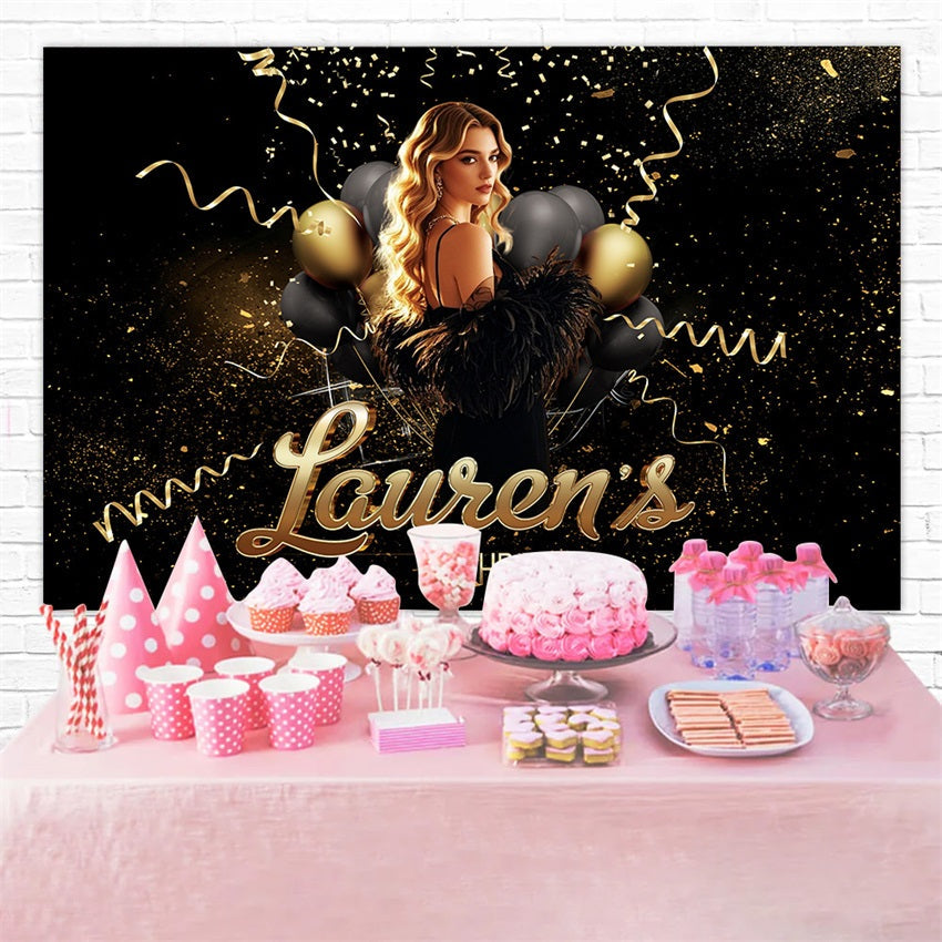 Toile de fond Ballon Anniversaire Pailletés Lauren Personnalisée RR1-101