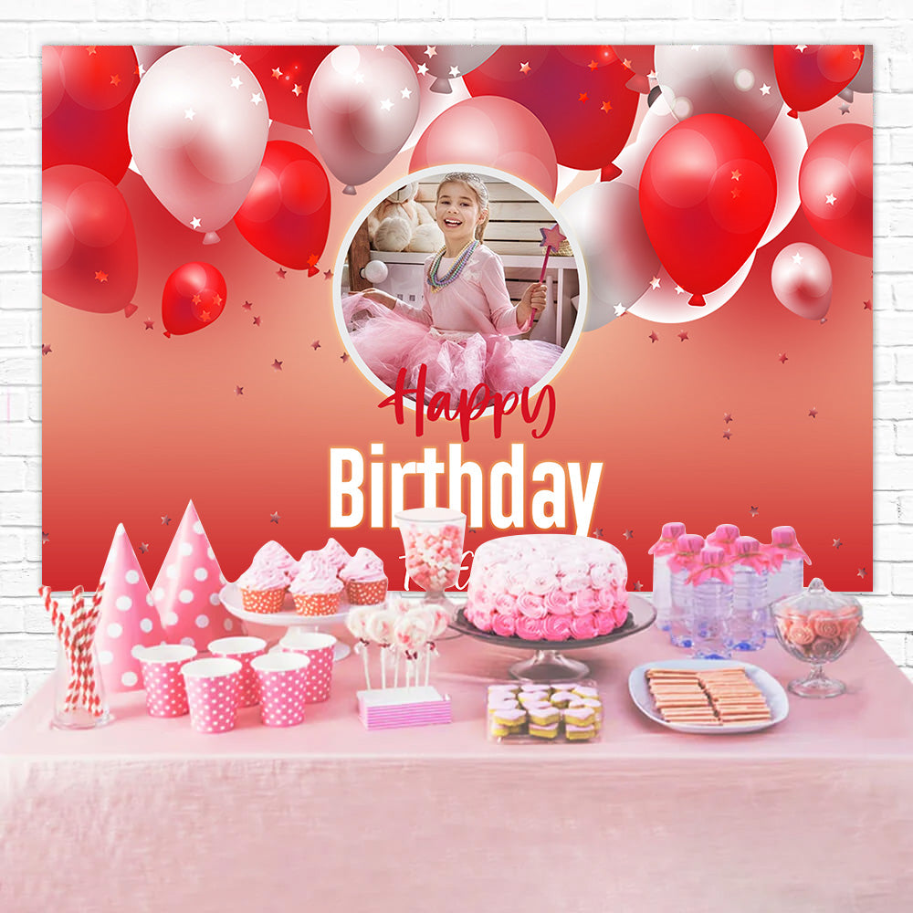 Toile de fond Ballon Anniversaire Rouges Prénom Personnalisé RR1-105