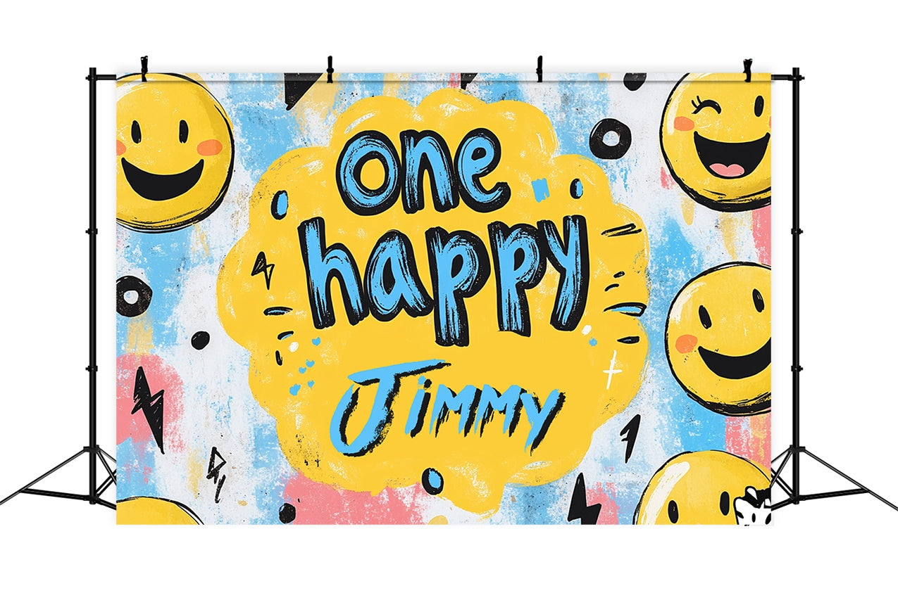 Toile de fond Anniversaire Personnalisable Graffiti Smiley Célébration RR1-24