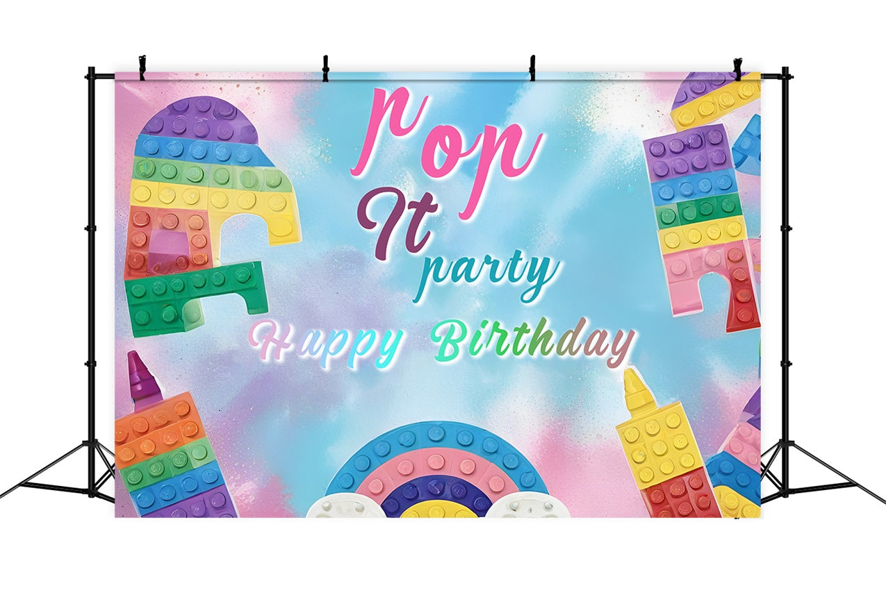 Toile de fond Anniversaire Personnalisé Pop It Blocks Happy RR1-26