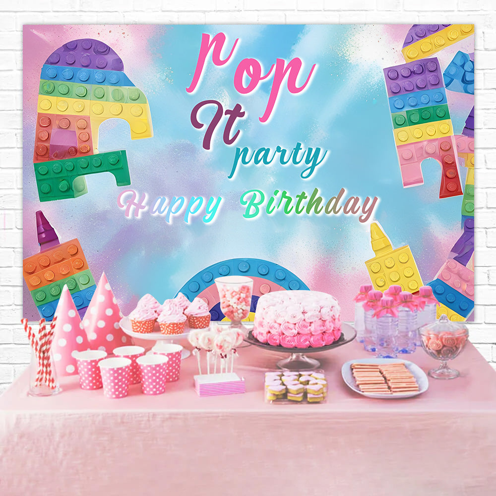 Toile de fond Anniversaire Personnalisé Pop It Blocks Happy RR1-26