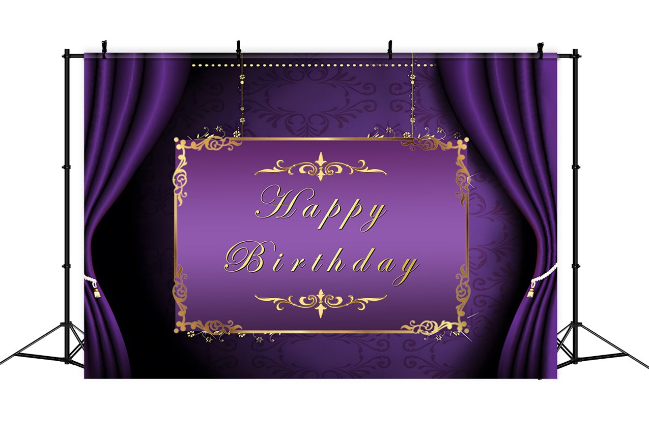 Fond Anniversaire Personnalisée Cadre Doré Violet RR1-48