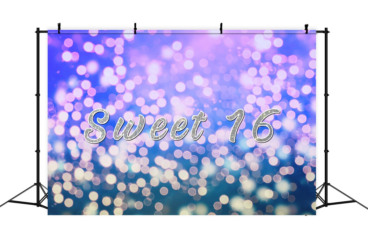 Fond Anniversaire Personnalisée Bokeh Violet Doux 16 Ans RR1-56