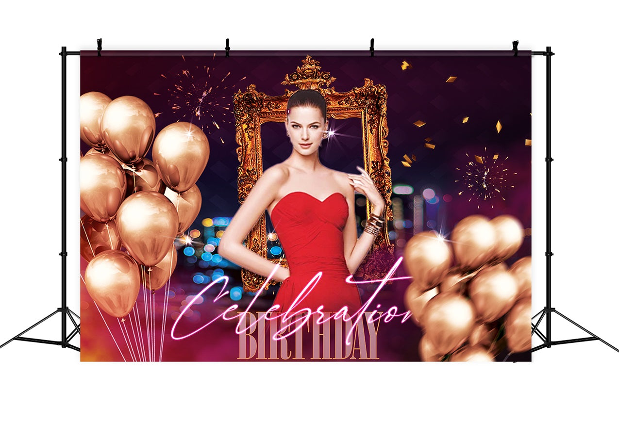 Toile de fond Ballon Anniversaire Luxe Célébration Personnalisée RR1-91