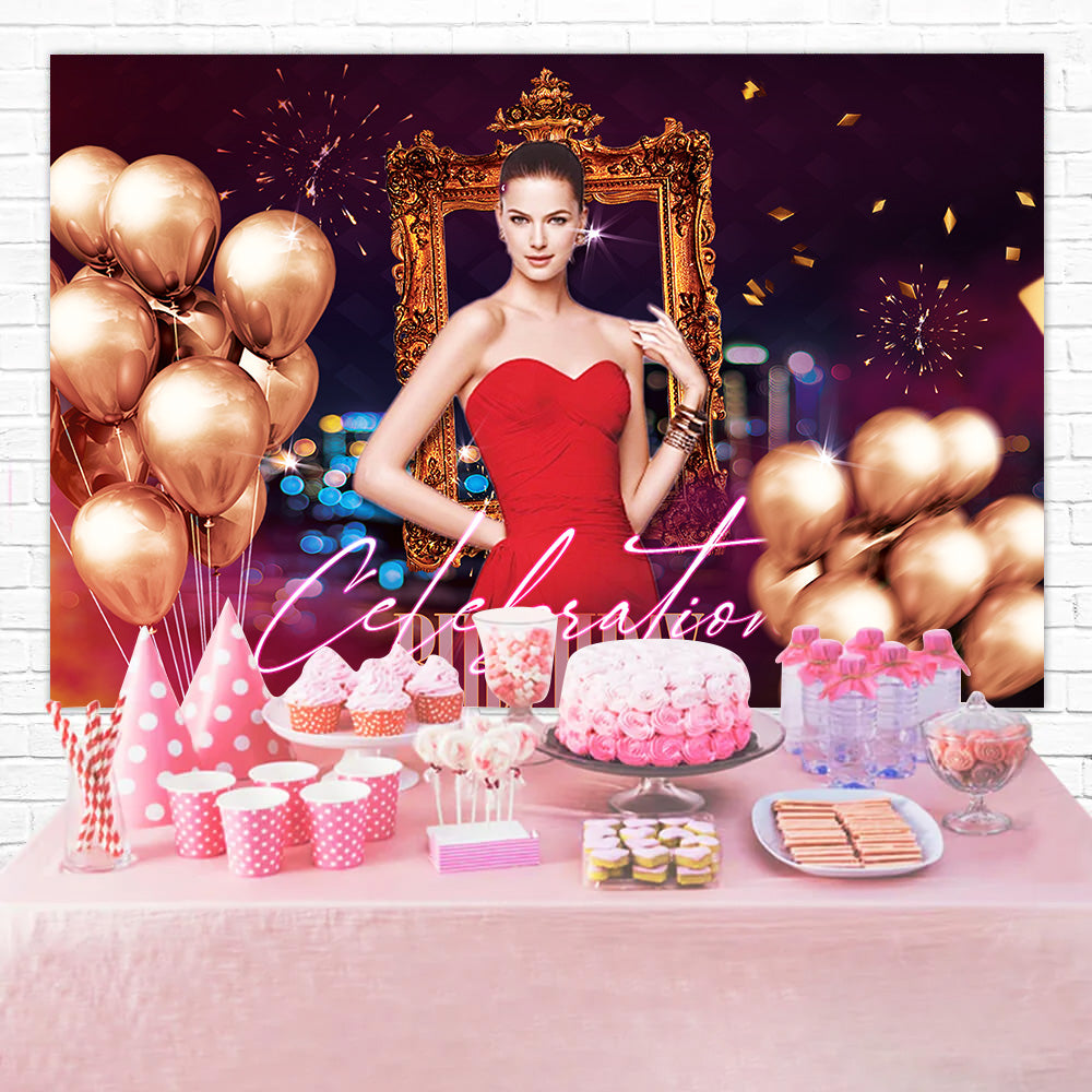 Toile de fond Ballon Anniversaire Luxe Célébration Personnalisée RR1-91