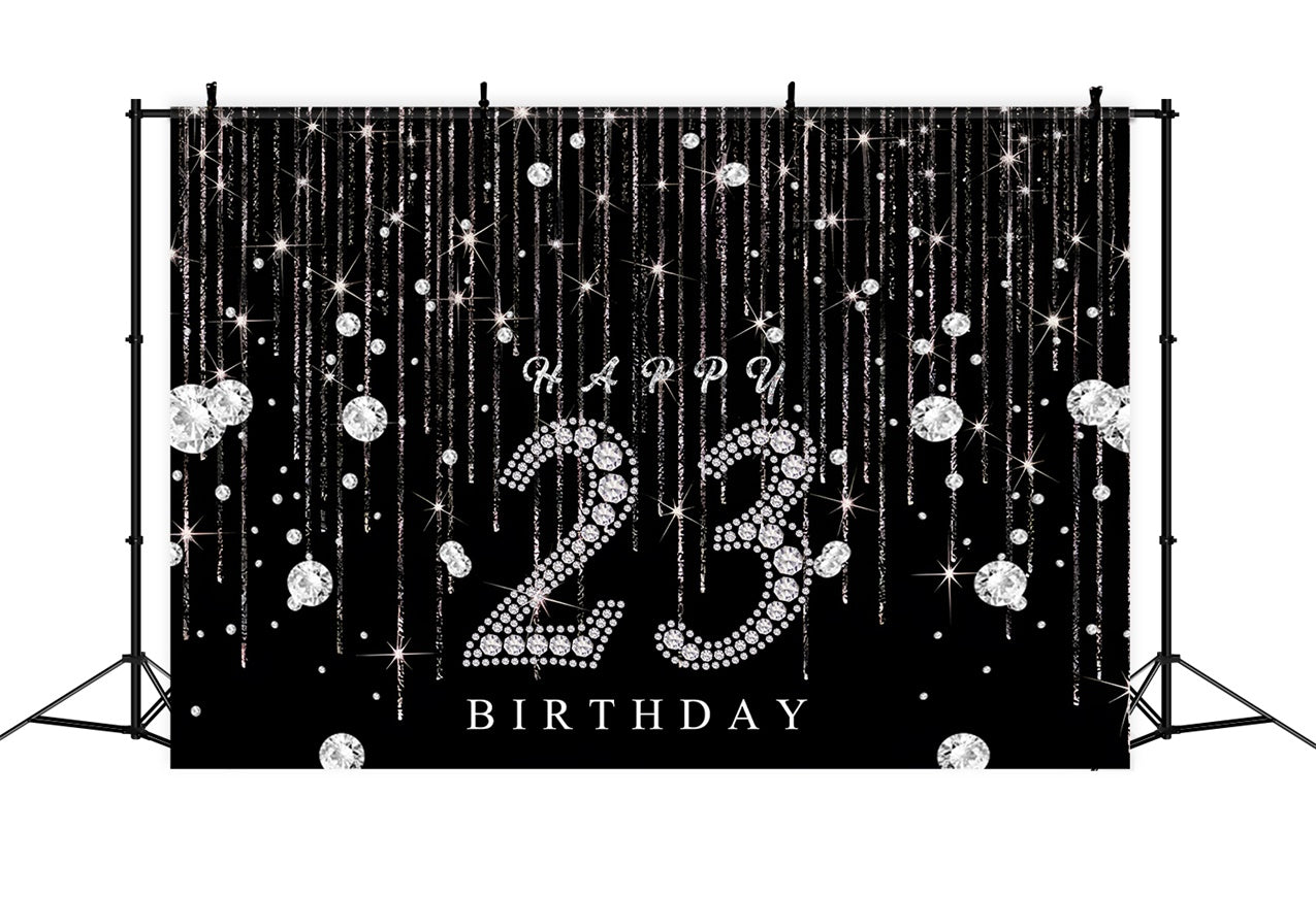 Toile de fond Anniversaire 23ème Nuit Glamour Diamant Scintillant Personnalisée RR12-10