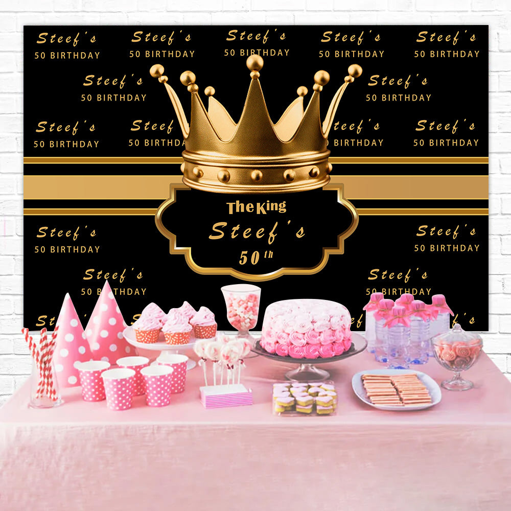 Toile de fond Anniversaire Personnalisable Luxe Noir Or Fête BRR12-31