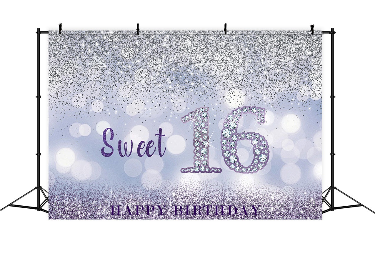 Toile de fond Anniversaire Personnalisable Sweet 16 Paillettes BRR12-41