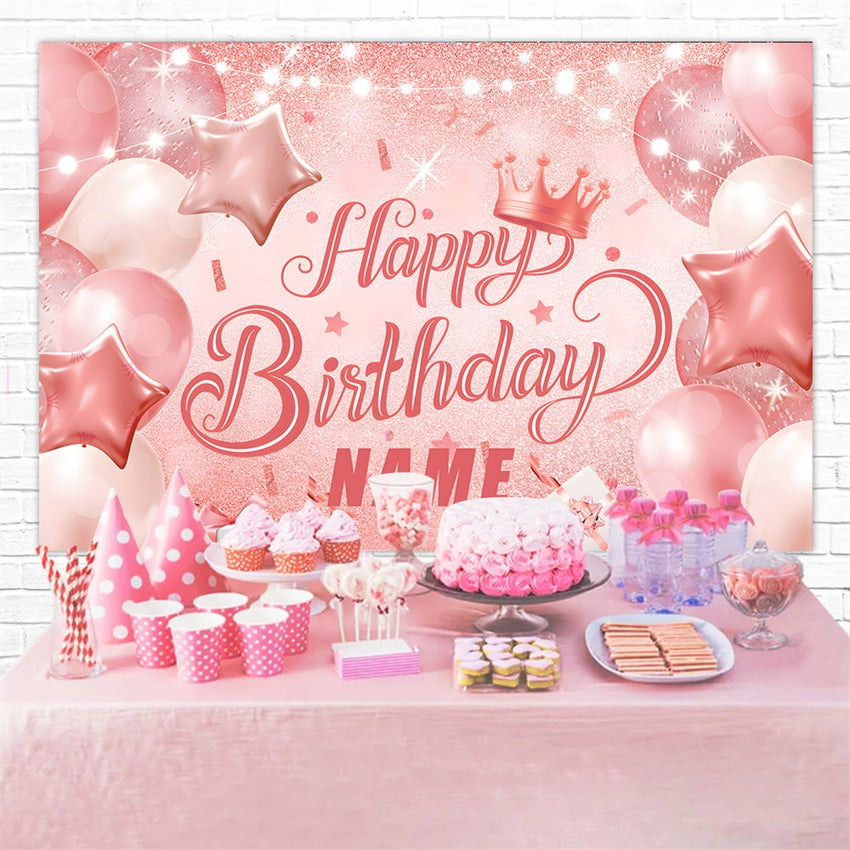 Toile de fond Ballon Anniversaire Personnalisé Ballon Rose Pailleté BRR12-61