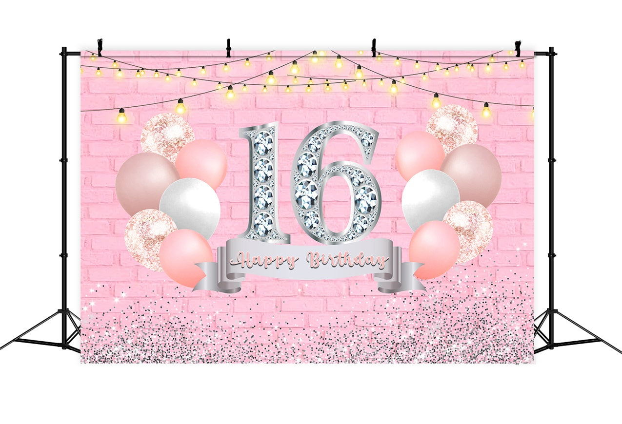 Toile de fond Anniversaire 16e Année Étincelant Élégant Personnalisé RR12-72