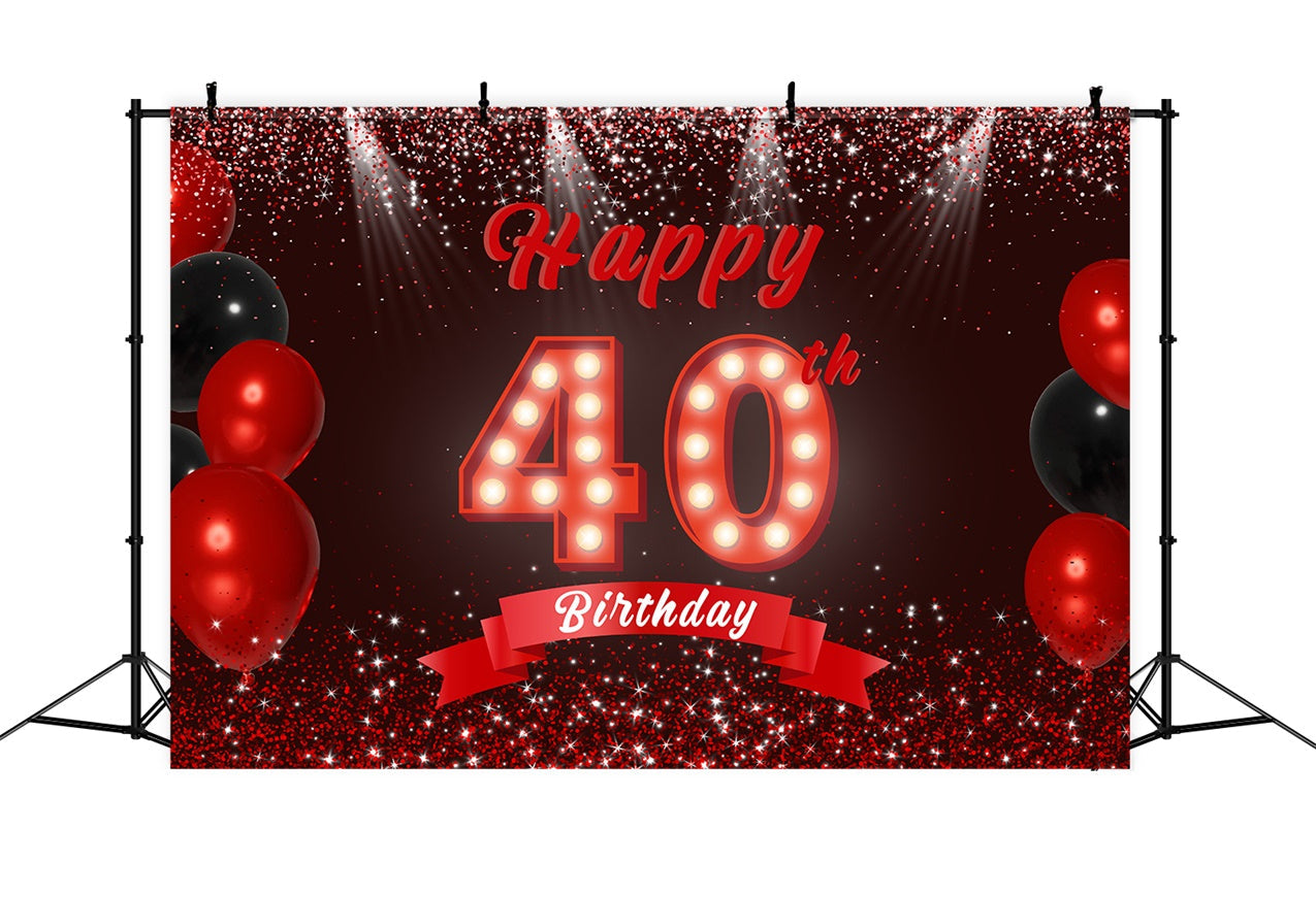 Toile de fond Anniversaire 40e Année Élégant Rouge Scintillant Personnalisé RR12-78
