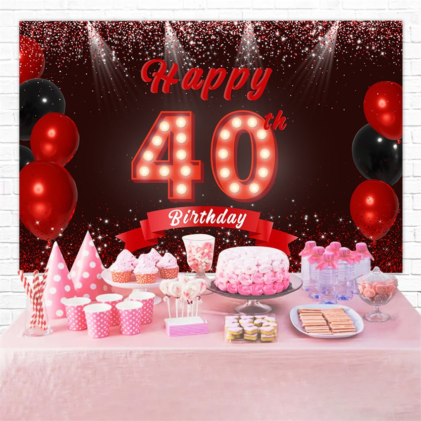 Toile de fond Anniversaire 40e Année Élégant Rouge Scintillant Personnalisé RR12-78