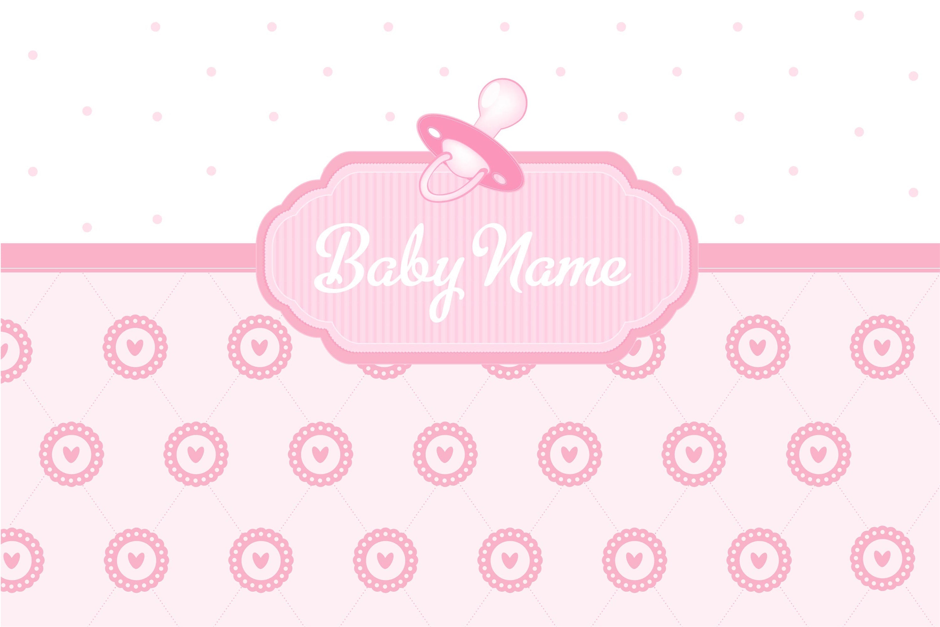 Toile de fond Anniversaire Thème Bébé Rose Nom Personnalisé RR12-90