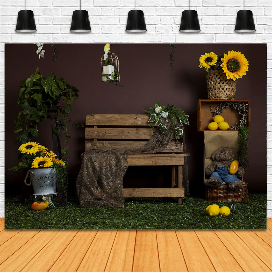 Toile de fond Tournesol d'été Banc Citron RR3-20