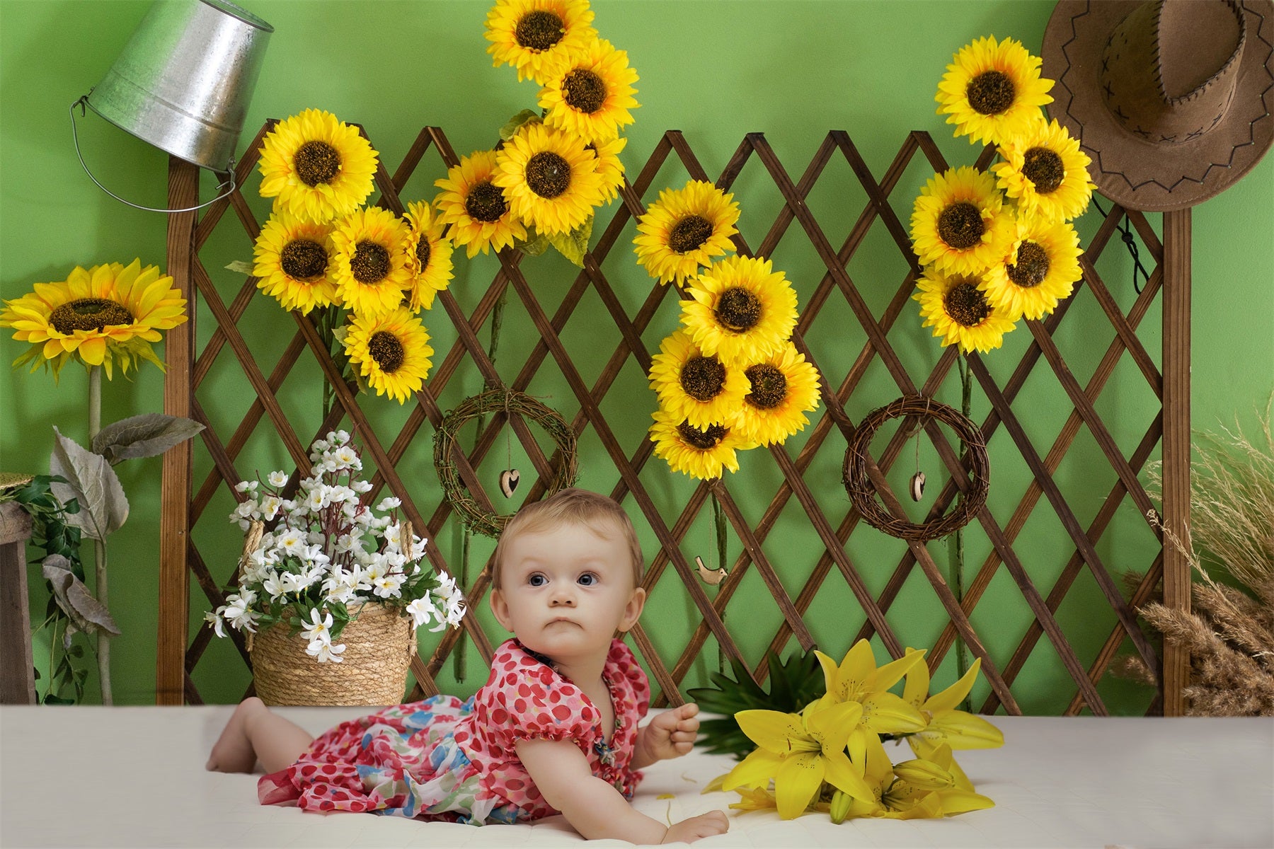 Toile de fond Rustique Tournesol d'intérieur pour l'été RR3-25