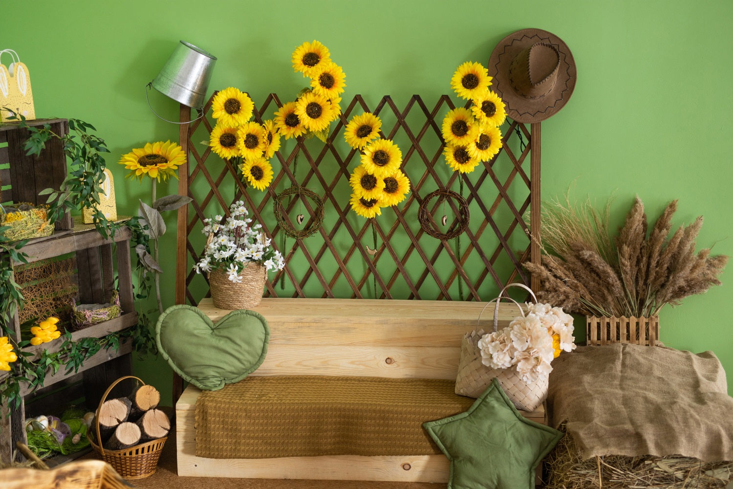 Toile de fond Rustique Tournesol d'intérieur pour l'été RR3-25