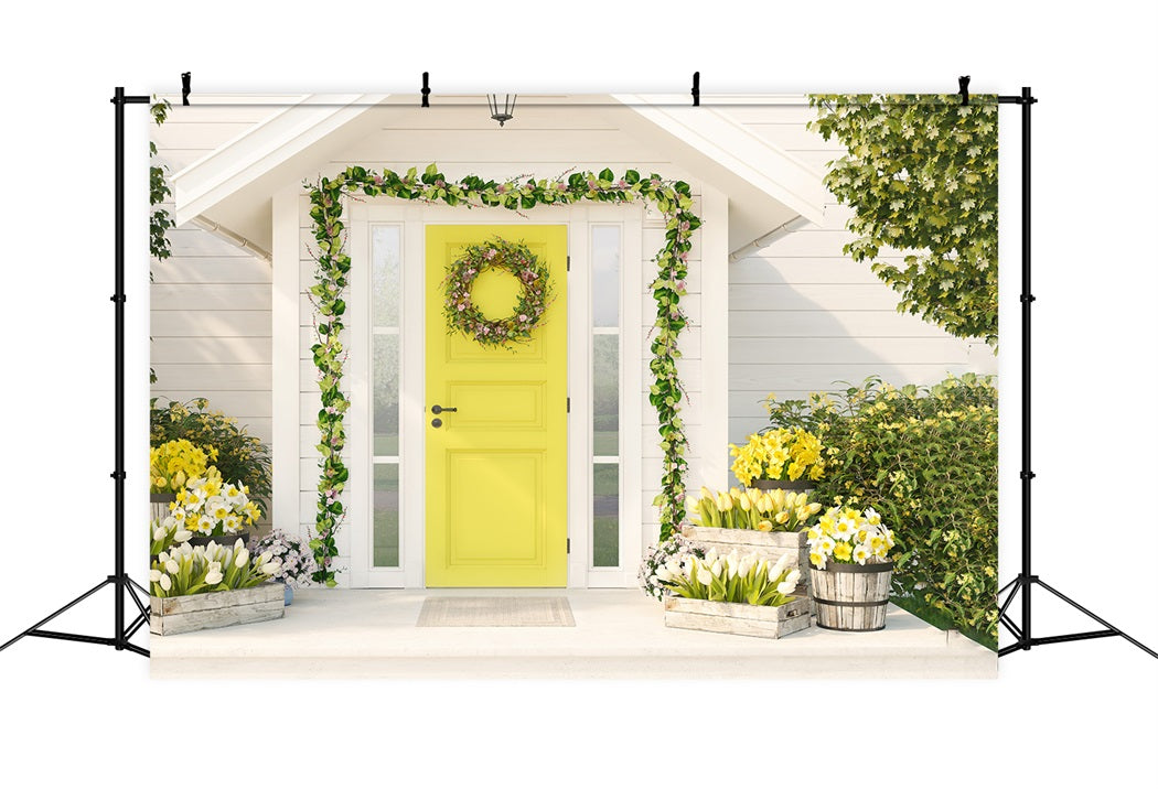 Maison Blanche Tulipe Thème frais Toile de fond RR3-28