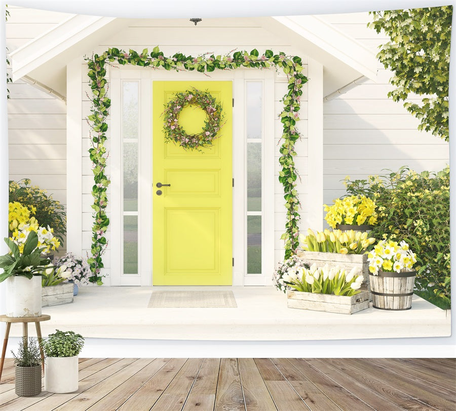 Maison Blanche Tulipe Thème frais Toile de fond RR3-28