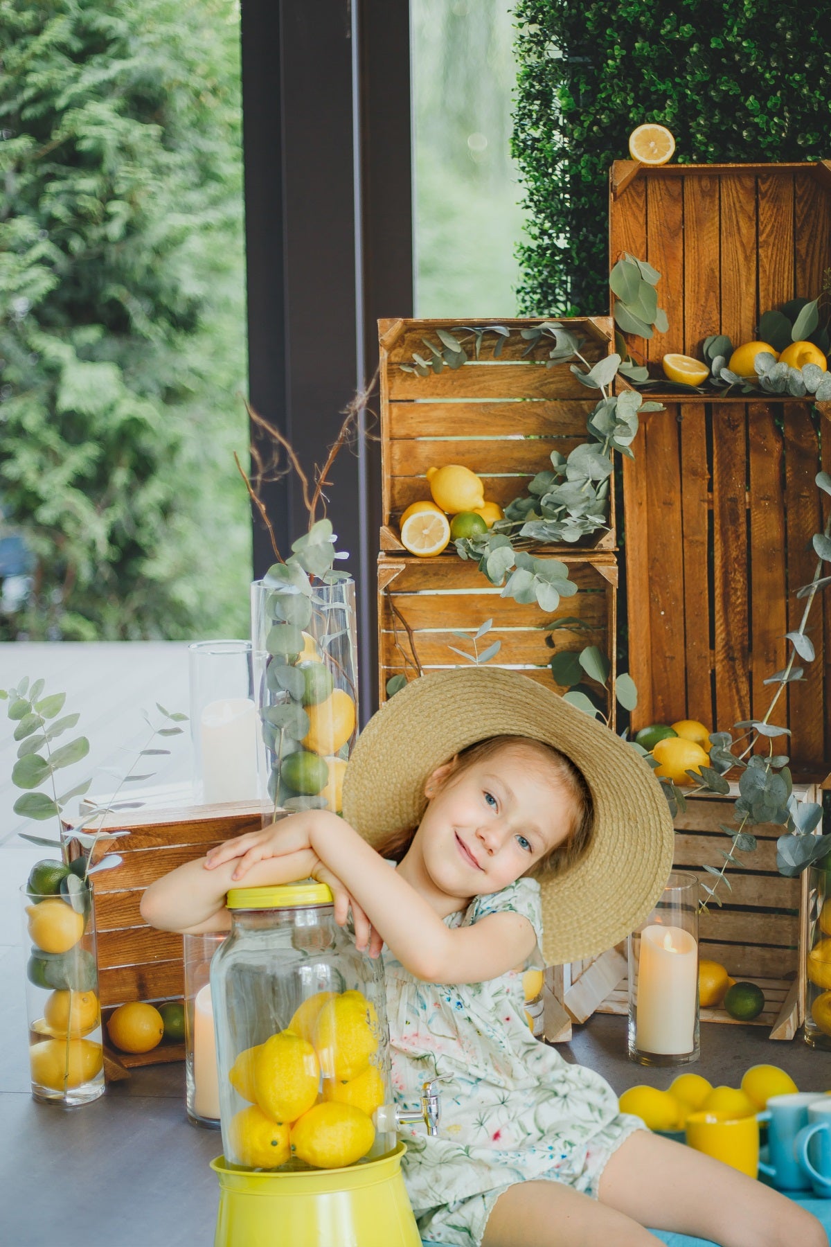 Toile de fond estivale de verdure citronnée RR3-31