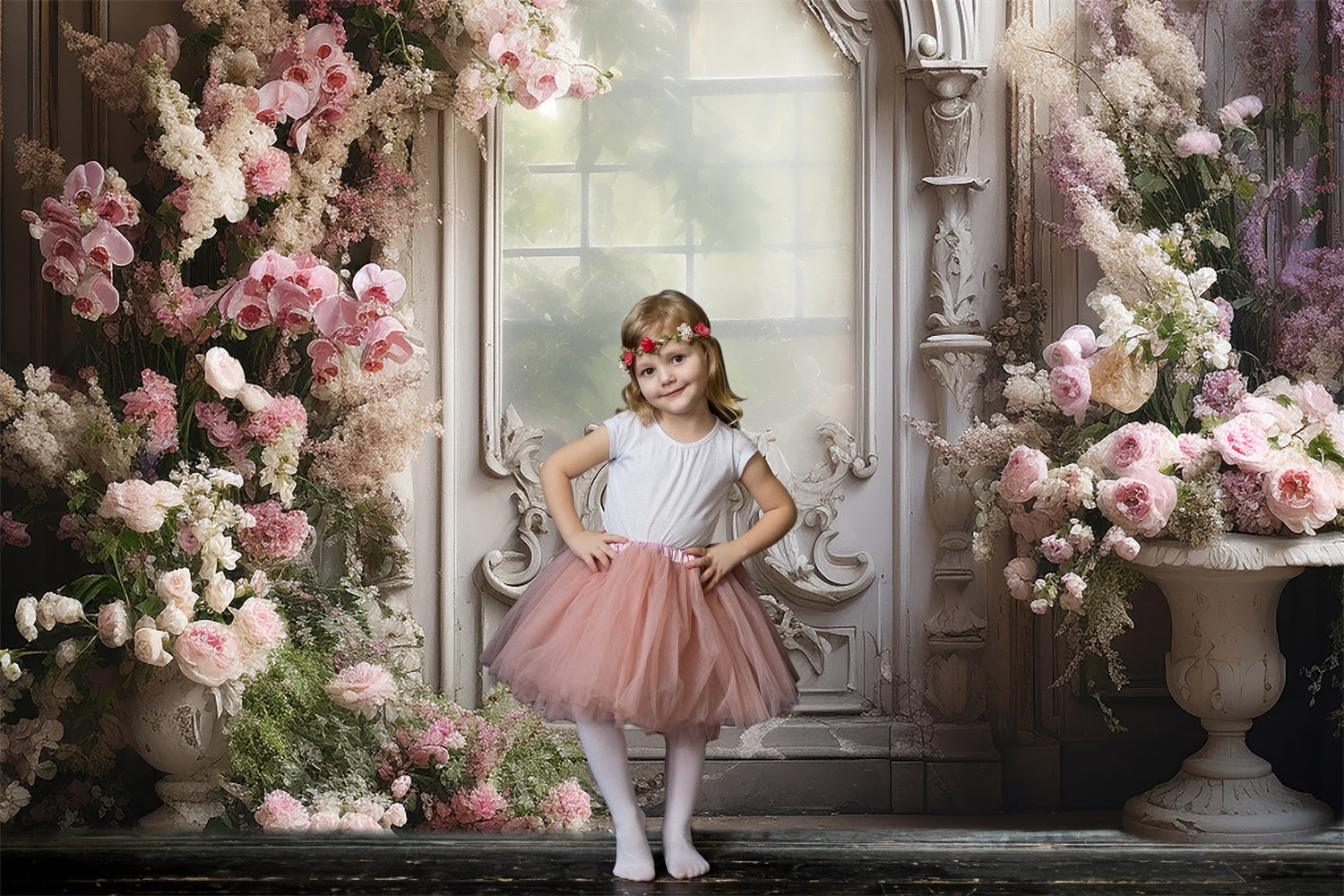 Esthero Papillon rose Orchidée Eustoma Porte Vintage Toile de fond RR3-34