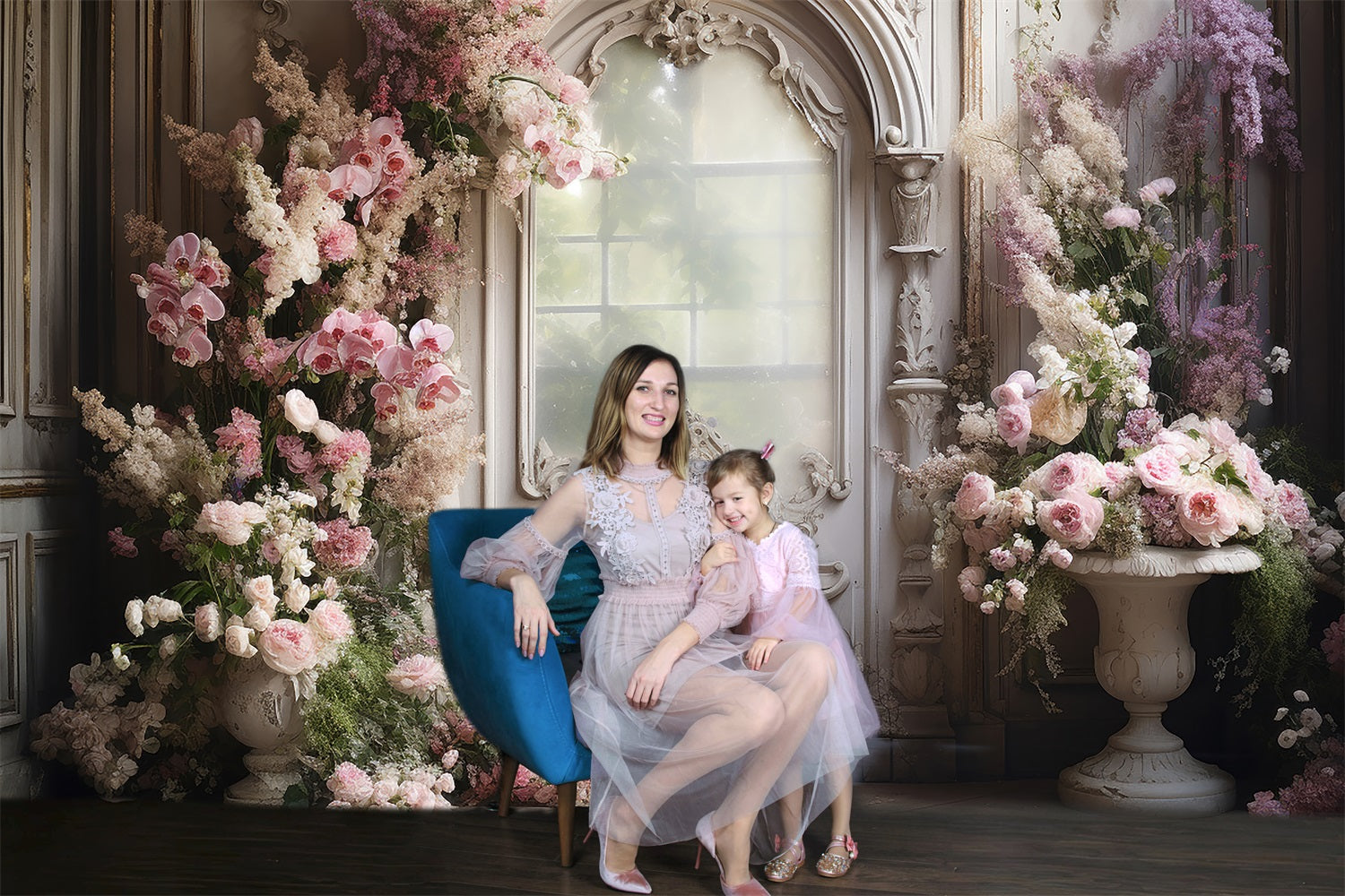 Esthero Papillon rose Orchidée Eustoma Porte Vintage Toile de fond RR3-34