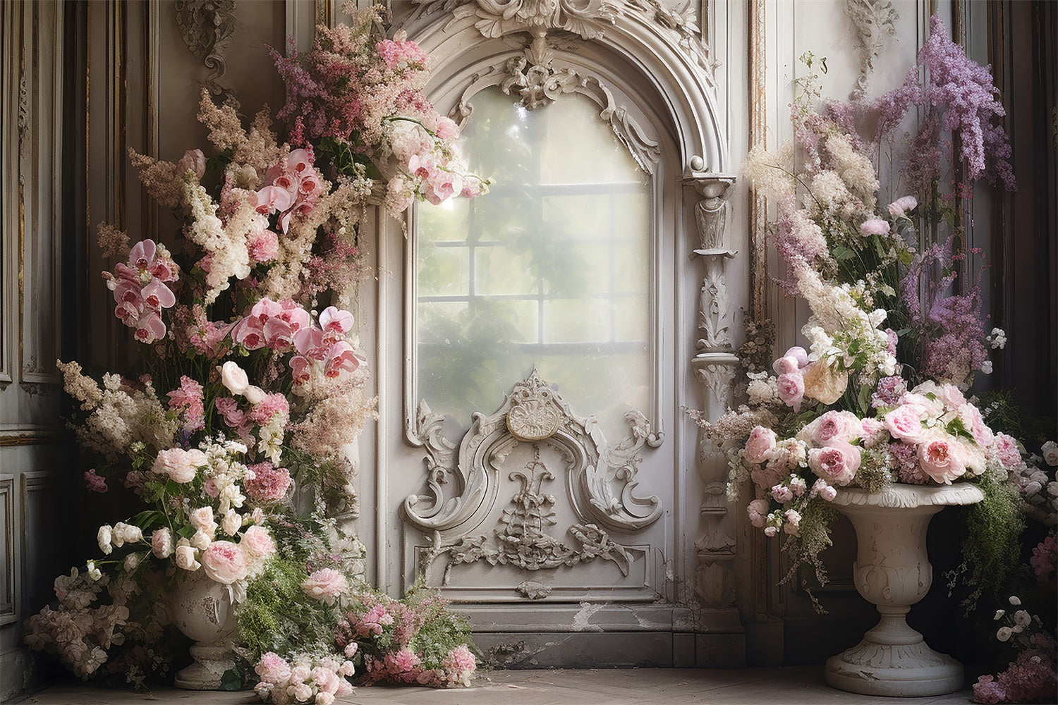 Esthero Papillon rose Orchidée Eustoma Porte Vintage Toile de fond RR3-34