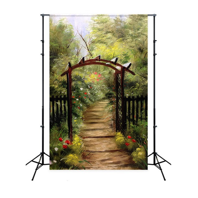 Esthero Toile de fond de portes en bois et de fleurs de Mystic Grove RR3-40