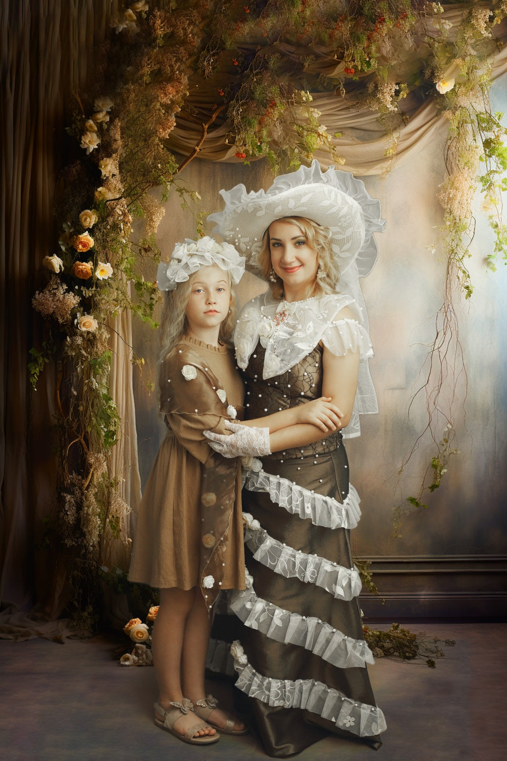 Esthero Rose Décorative Style Nostalgique Tons Gris Vintage Toile de fond RR4-01