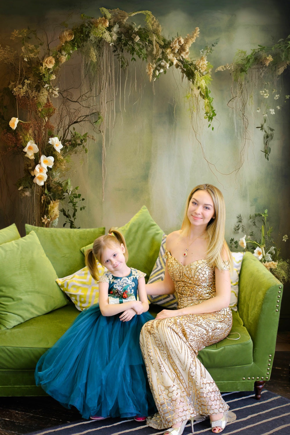 Esthero Rose Décorative Style Nostalgique Tons Verts Vintage Toile de fond RR4-03