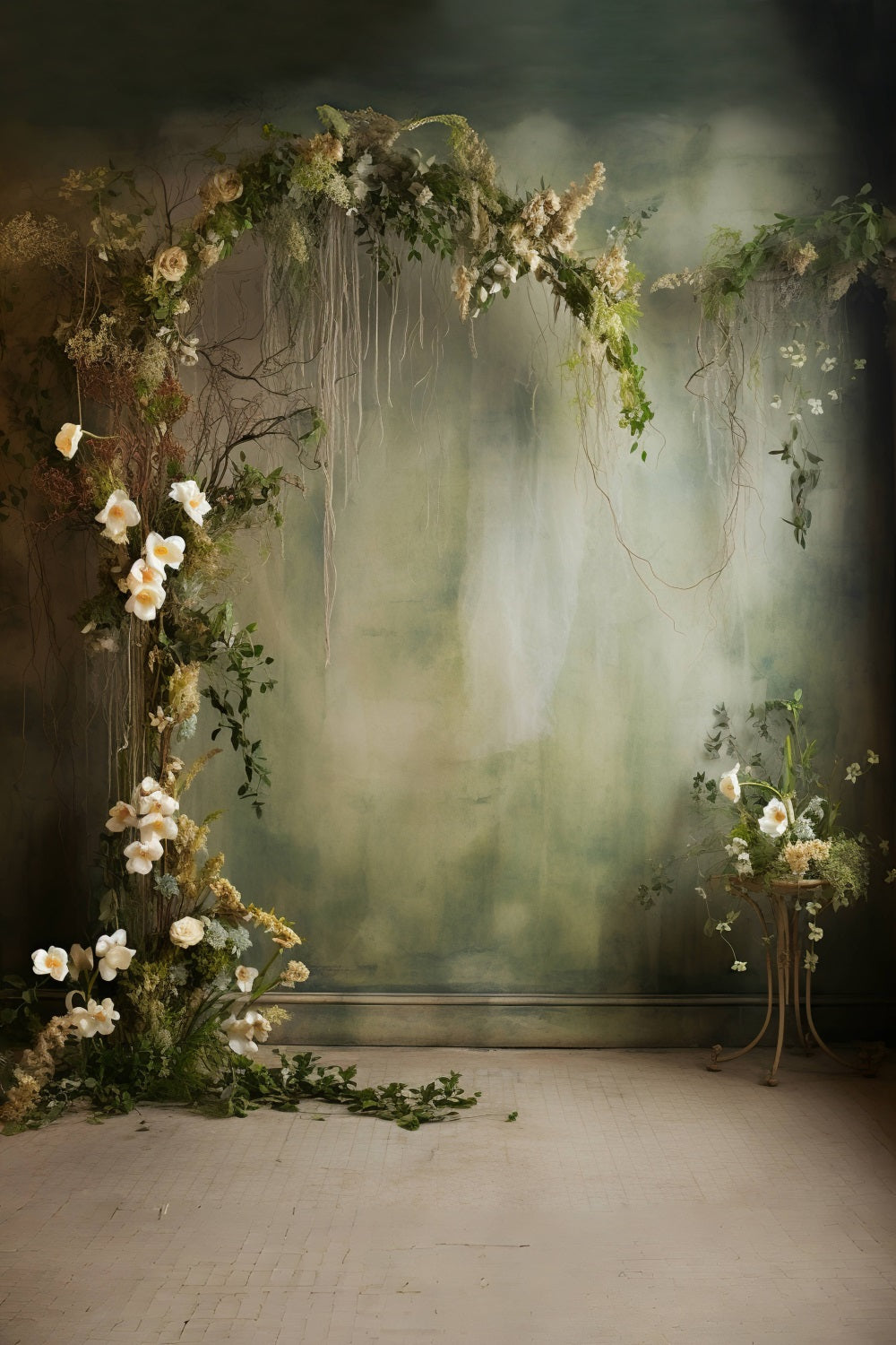 Esthero Rose Décorative Style Nostalgique Tons Verts Vintage Toile de fond RR4-03