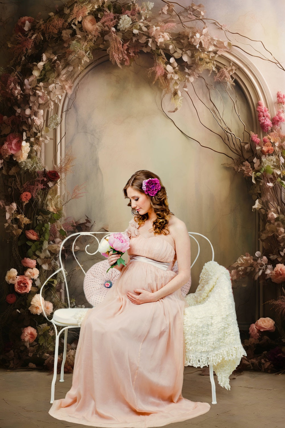 Esthero Rose Style Nostalgique Porte Arquée Décoratif Murale Vintage Toile de fond RR4-04