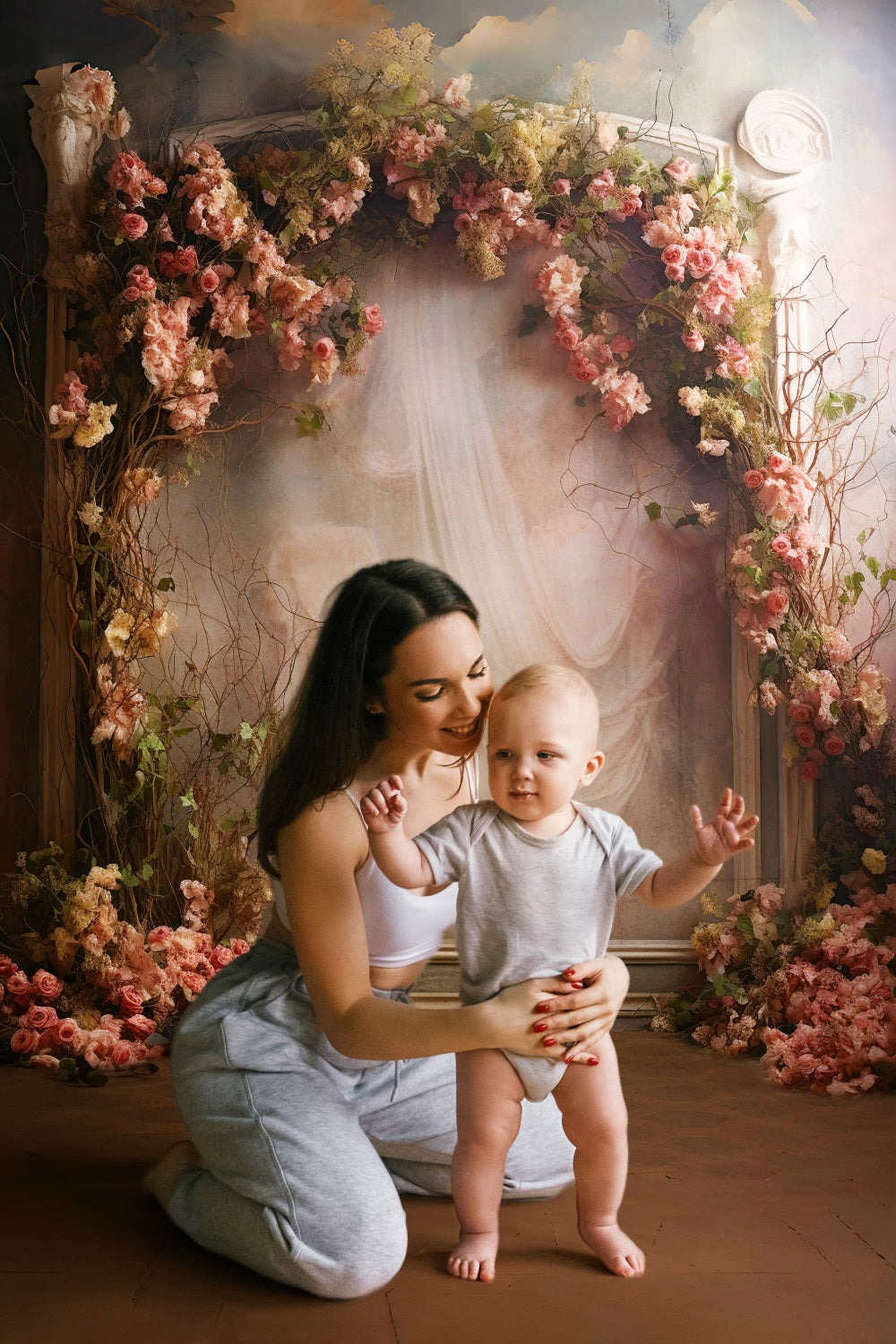 Esthero Rose classique Cadre de porte arqué décoratif Vintage Mur Toile de fond RR4-05