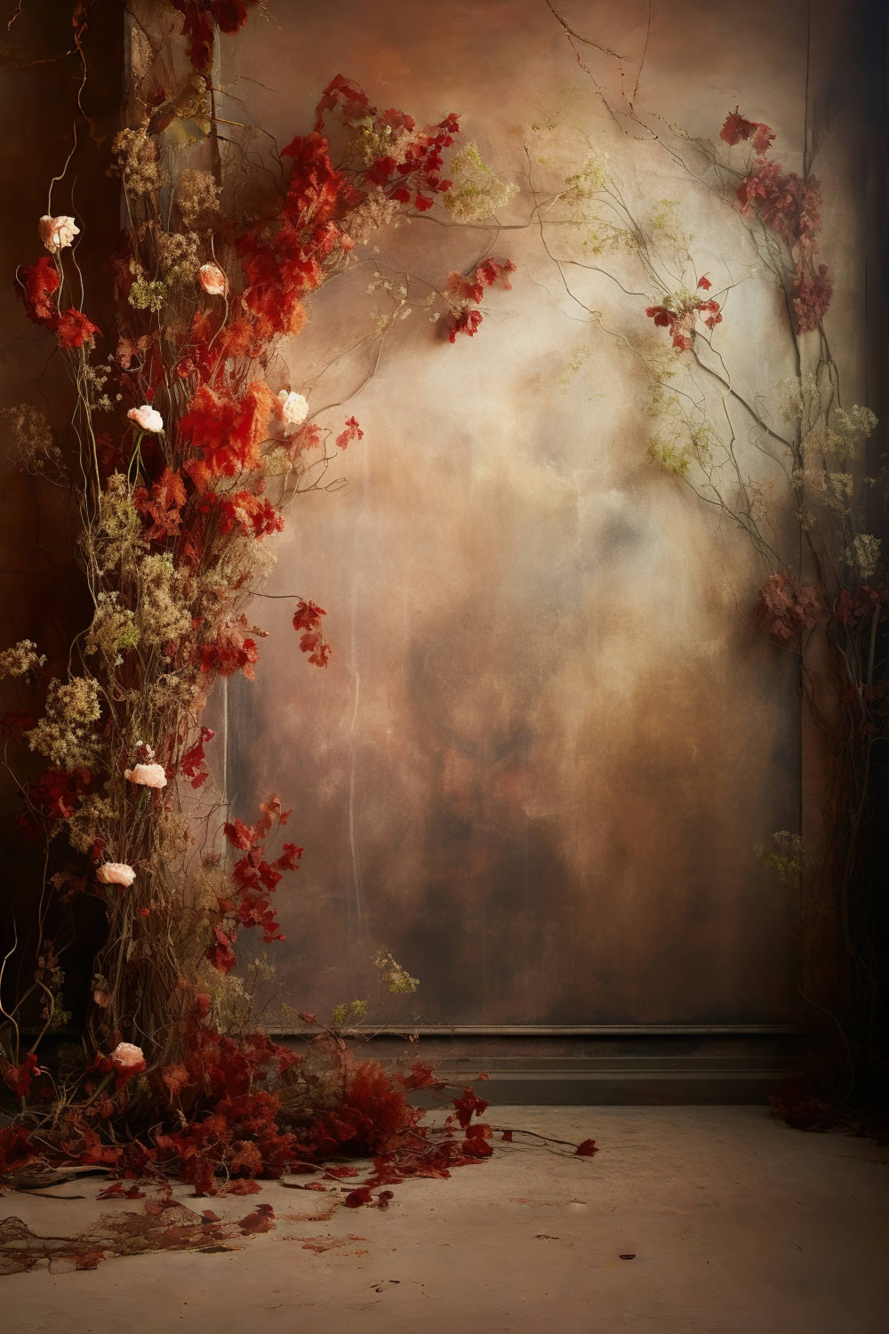 Esthero Rose Décorative Style Nostalgique Tons Rouges Murale Vintage Toile de fond RR4-08