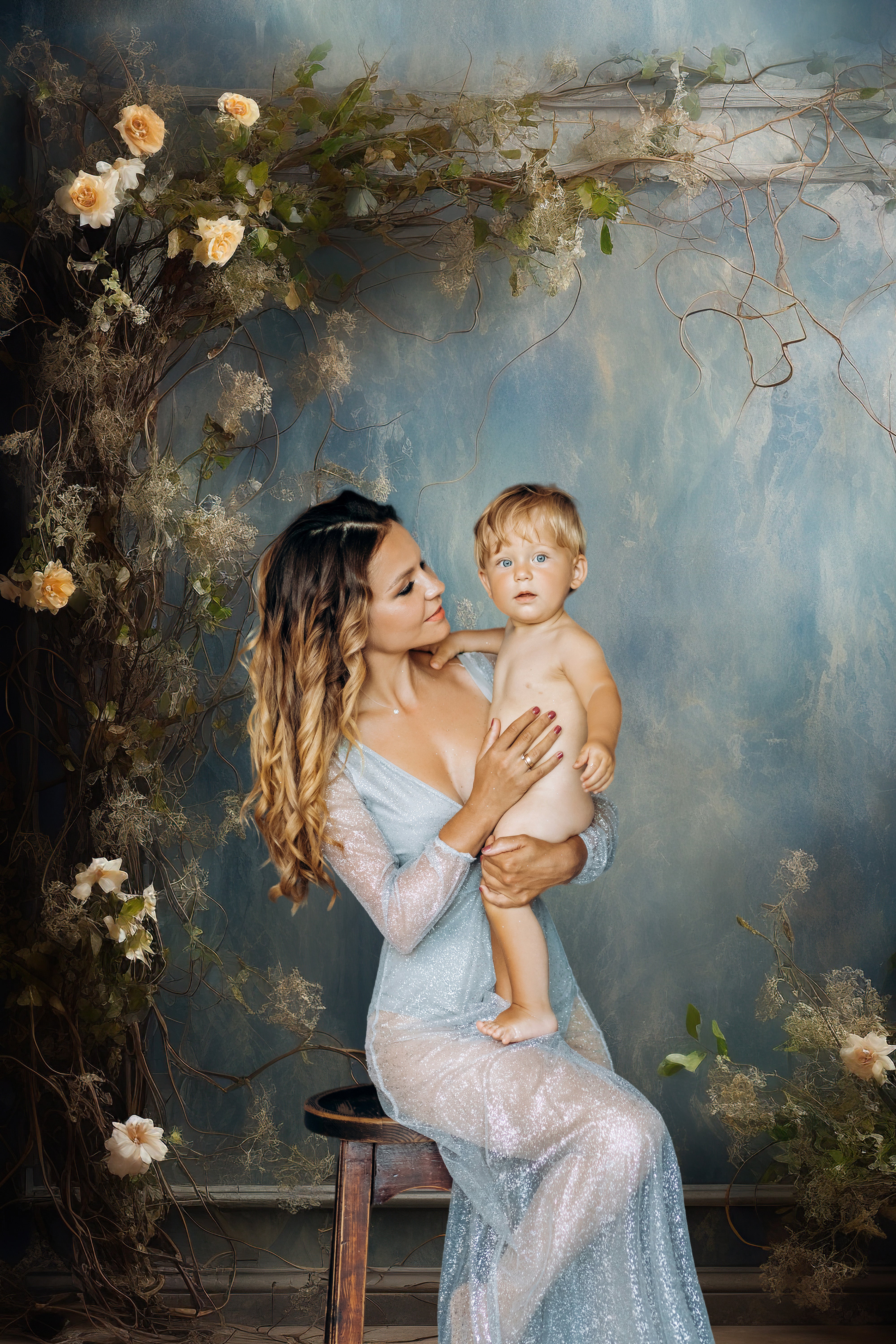 Esthero Toile de fond abstraite de style nostalgique Rose Ton Bleu RR4-35