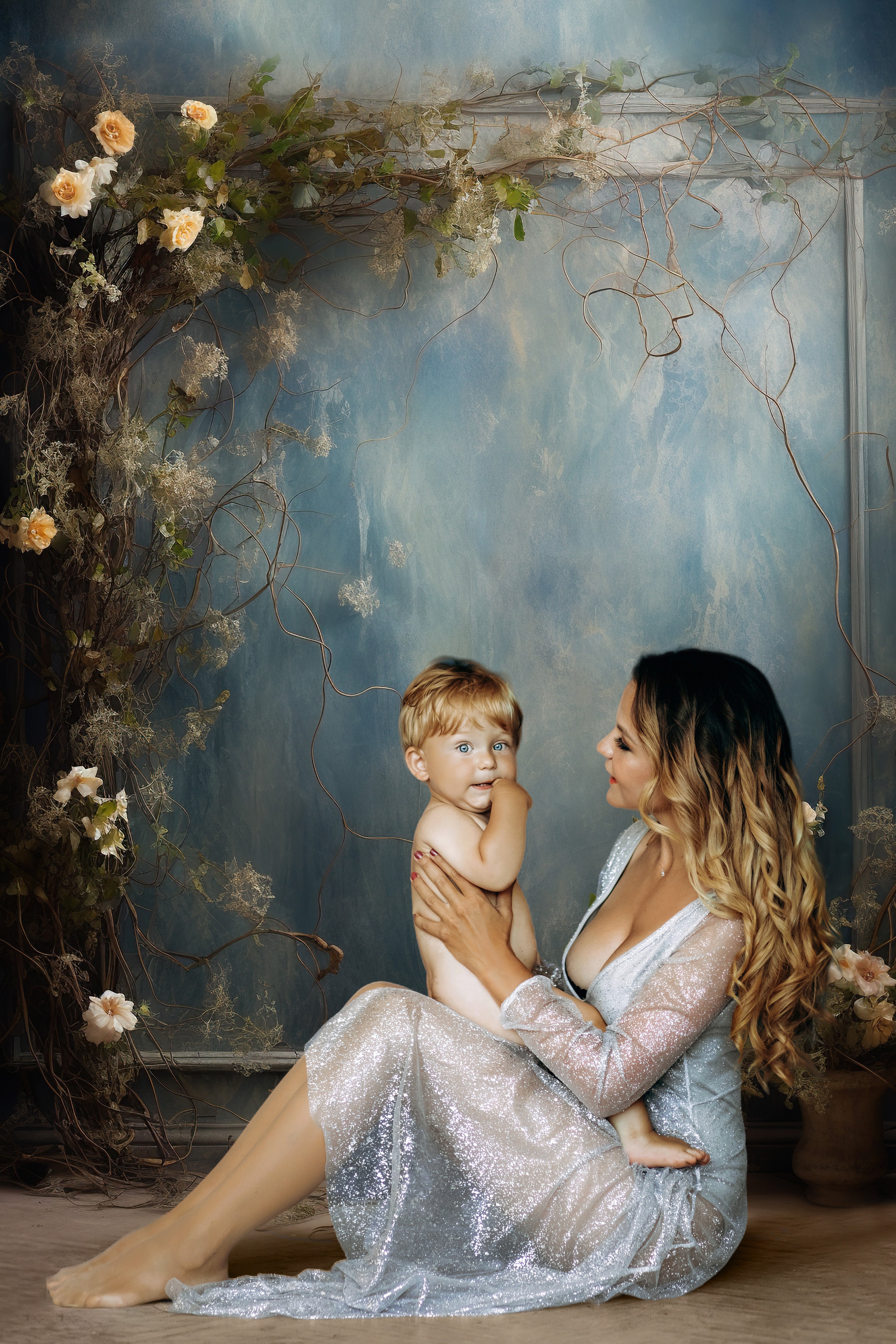 Esthero Toile de fond abstraite de style nostalgique Rose Ton Bleu RR4-35