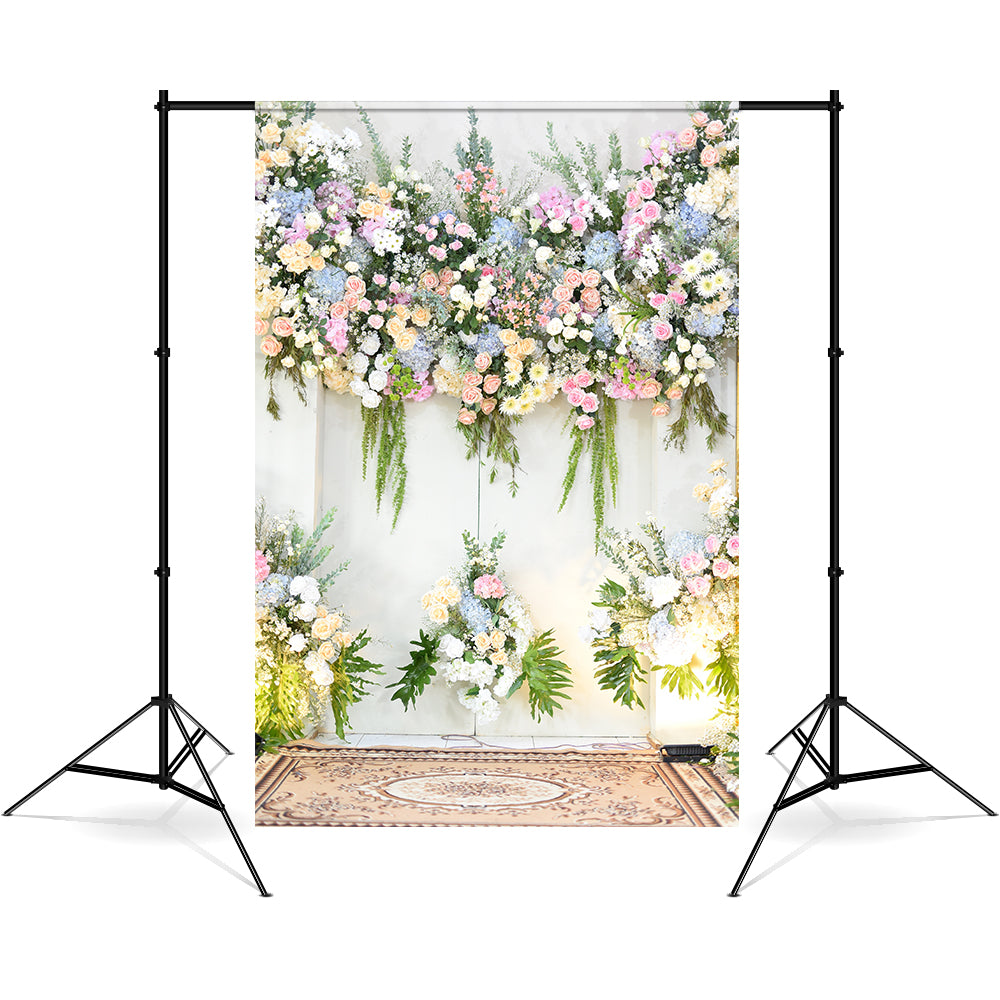 Esthero Toile de fond sacrée sur le thème du mariage avec des fleurs colorées RR4-38